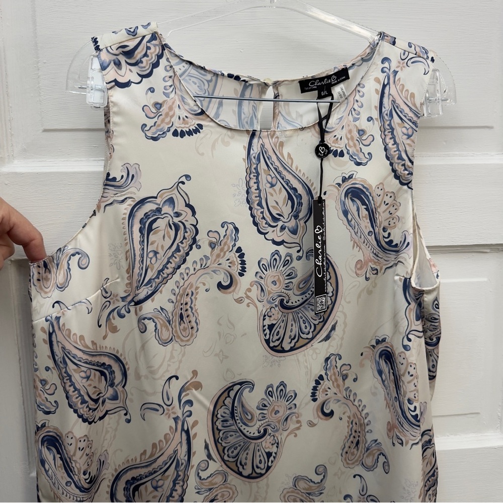 Paisley Print Sleeveless Top Charlie B Women L - Picture 3 of 11